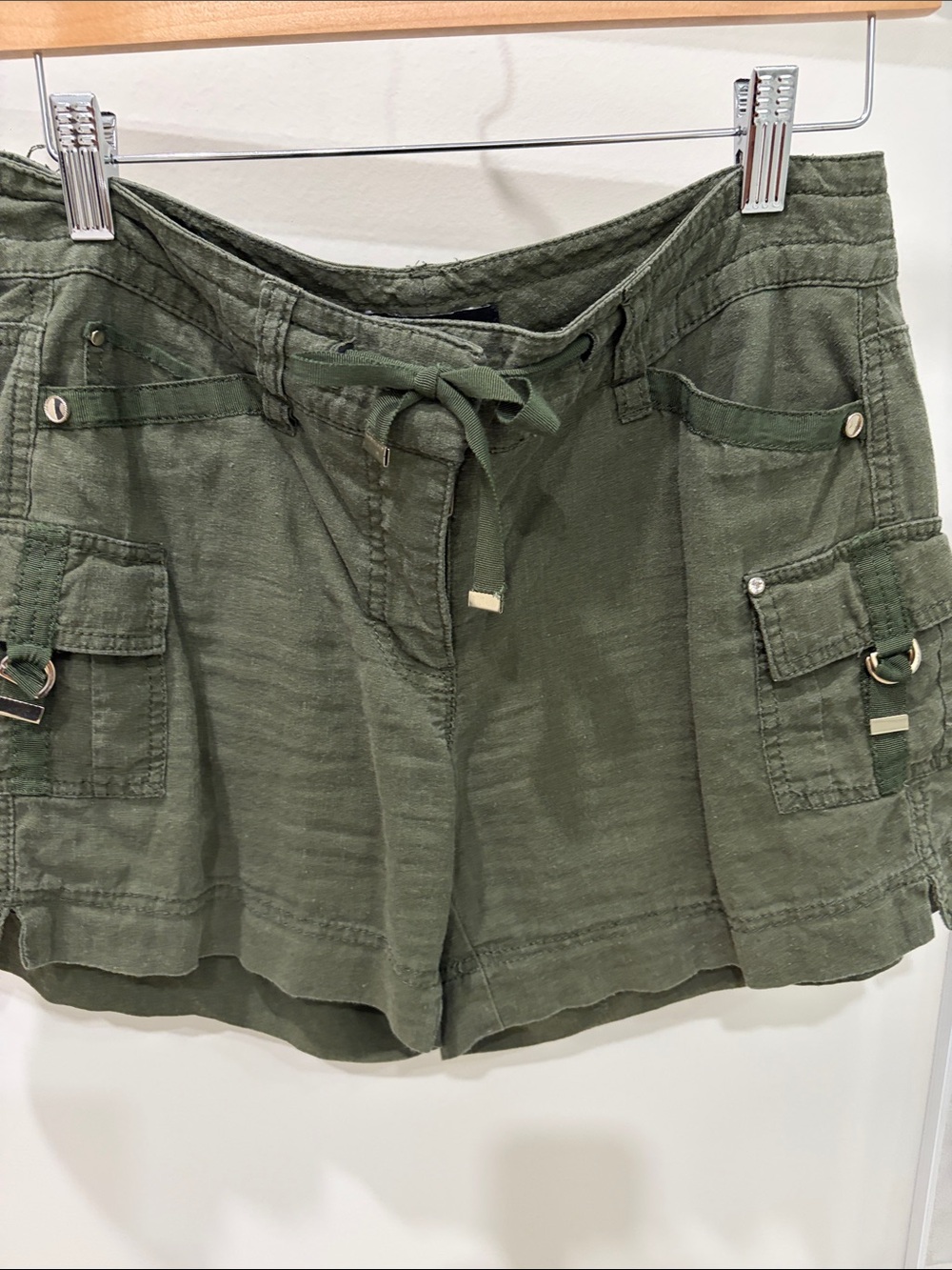 White House Black Market Olive Drawstring Cargo Shorts